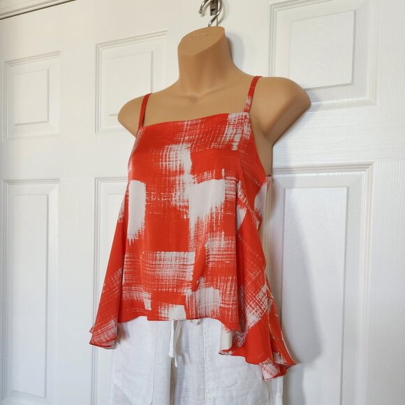 MARISSA WEBB SILK TOP RED AND GRAY ABSTRACT PATTERN SIZE XS - Picture 8 of 13